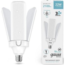 GAUSS Лампа светодиодная Basic 11732222 22Вт цок.:E27 клевер 220B св.свеч.бел.нейт. (упак.:1шт)