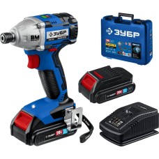 ЗУБР Т7, 20 В, 280 Н·м, 2 АКБ (2 А·ч), бесщеточный винтоверт, кейс, Профессионал (GVB-250-22)