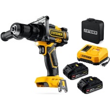 STEHER 20 В, 165 Н·м, 2 АКБ LMS (2 А·ч), бесщеточная ударная дрель-шуруповерт, сумка (CBS-165-22)