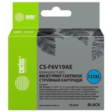 CACTUS Картридж струйный CS-F6V19AE 123XL черный (600стр.) (18мл) для HP DeskJet 1110/1111/1112/2130 с чипом