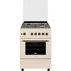 NORD Газовая плита GG 6061 Y, газовая духовка, стеклянная крышка, сталь, бежевый
