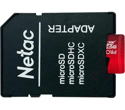 Карта памяти NETAC 64Gb MicroSD P500 Extreme Pro + SD adapter (NT02P500PRO-064G-R)