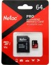 Карта памяти NETAC 64Gb MicroSD P500 Extreme Pro + SD adapter (NT02P500PRO-064G-R)