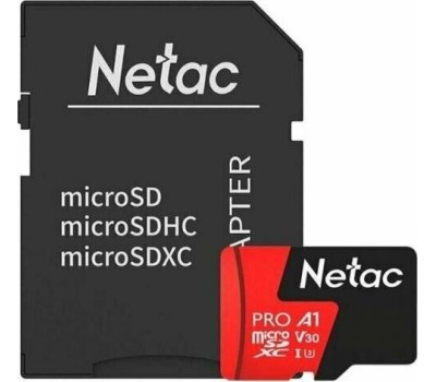 Карта памяти NETAC 64Gb MicroSD P500 Extreme Pro + SD adapter (NT02P500PRO-064G-R)