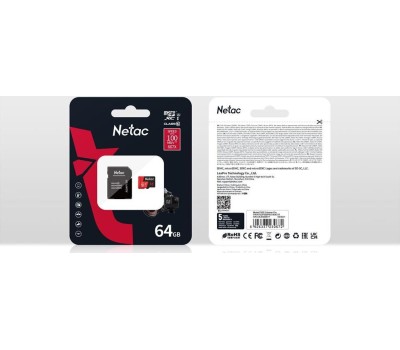 Карта памяти NETAC 64Gb MicroSD P500 Extreme Pro + SD adapter (NT02P500PRO-064G-R)