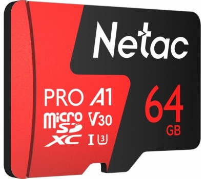 Карта памяти NETAC 64Gb MicroSD P500 Extreme Pro + SD adapter (NT02P500PRO-064G-R)