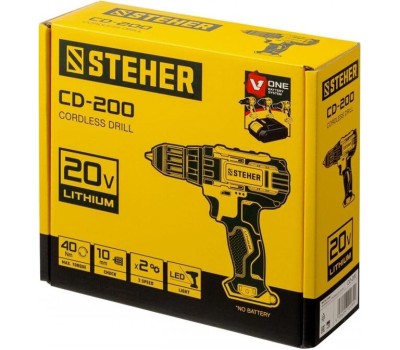 Дрель STEHER CD-200 20В в коробке, дрель-шуруповерт (Без АКБ)