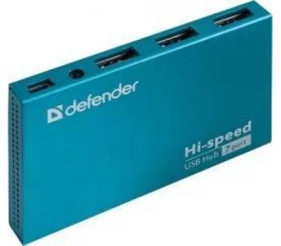 USB хаб DEFENDER (83505) Septima Slim USB2.0, 7портов,блок питания2A