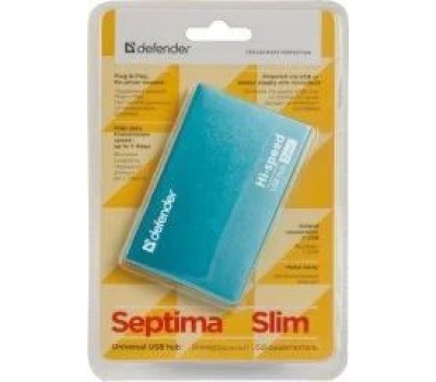 USB хаб DEFENDER (83505) Septima Slim USB2.0, 7портов,блок питания2A