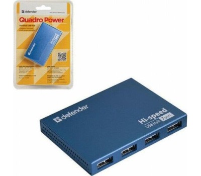 USB хаб DEFENDER (83505) Septima Slim USB2.0, 7портов,блок питания2A