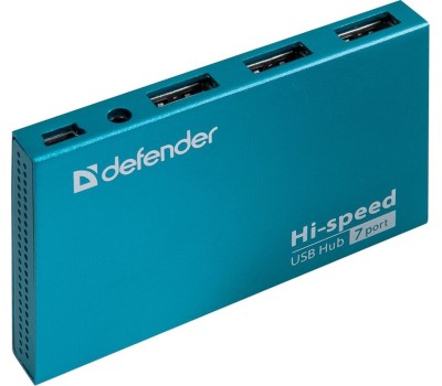 USB хаб DEFENDER (83505) Septima Slim USB2.0, 7портов,блок питания2A