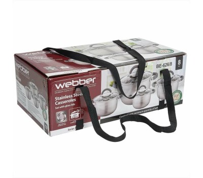 Набор посуды из нерж.стали WEBBER BE-626/8 8 пр. 2,2л, 3,0л, 4,0л, 6,6л