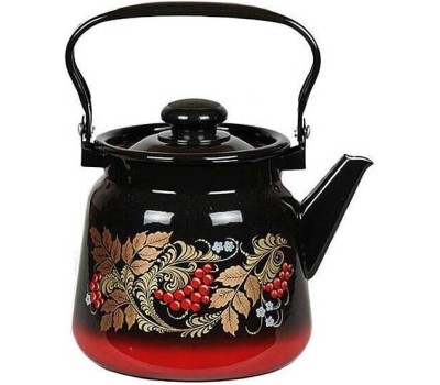 Чайник СИБИРСКИЕ ТОВАРЫ С2716.38 ,С2716.8 эмал 3,5л с рис Красно-Черный