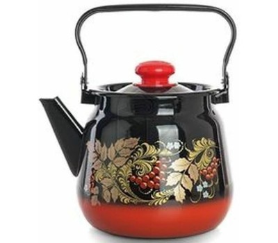 Чайник СИБИРСКИЕ ТОВАРЫ С2716.38 ,С2716.8 эмал 3,5л с рис Красно-Черный