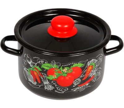 Кастрюля СТАЛЬЭМАЛЬ 1с16с/1 Помидорки эмал 2,9л черная