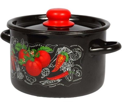 Кастрюля СТАЛЬЭМАЛЬ 1с16с/1 Помидорки эмал 2,9л черная
