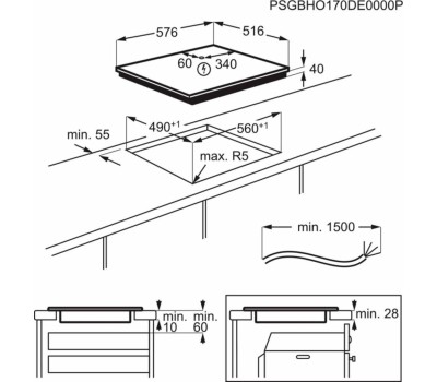 ELECTROLUX Электрическая варочная поверхность EHF46547XK, конфорок: 4 шт., стеклокерамика, независимая, черный