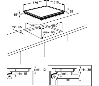 ELECTROLUX Электрическая варочная поверхность EHF46547XK, конфорок: 4 шт., стеклокерамика, независимая, черный