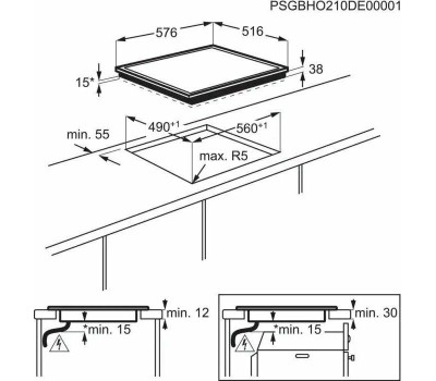 ELECTROLUX Электрическая варочная поверхность EHF46547XK, конфорок: 4 шт., стеклокерамика, независимая, черный