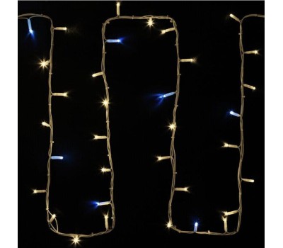 NEON-NIGHT Гирлянда светодиодная Нить 20м 200 LED ТЕПЛЫЙ БЕЛЫЙ белый каучук IP67 эффект мерцания 24В соединяется нужен транс-ор 531-100/531-311/531-312