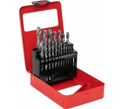 Набор сверл MATRIX Набор сверл по металлу, 1-10 мм (через 0.5 мм) HSS 19 шт, металлическая коробка, цилиндрический хвостовик 72388