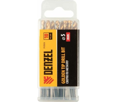 Сверло DENZEL Сверло по металлу, 5 мм, HSS-Tin, Golden Tip, 10 шт. 717213
