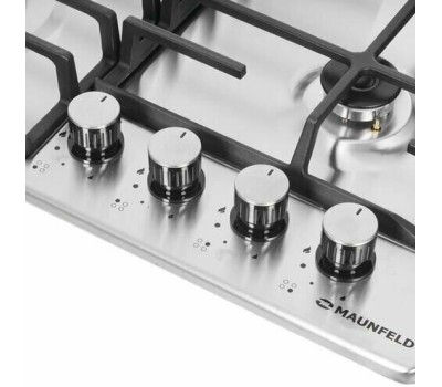 Варочная панель газовая MAUNFELD Газовая варочная панель EGHS.64.6CS/G, 4 конфорки, нержавеющая сталь, серебристый