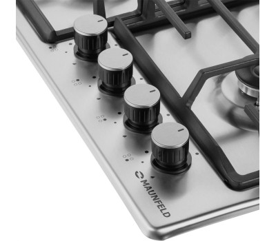 Варочная панель газовая MAUNFELD Газовая варочная панель EGHS.64.6CS/G, 4 конфорки, нержавеющая сталь, серебристый