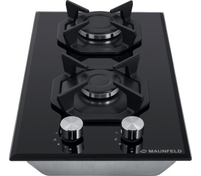 Варочная панель газовая MAUNFELD Газовая варочная панель EGHG.32.2CB/G, 2 конфорки, закаленное стекло, черный