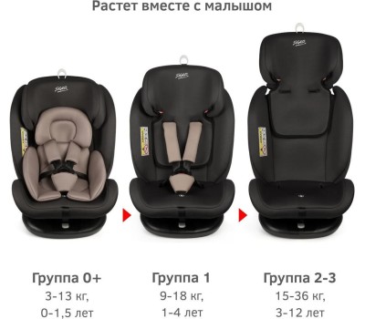Автокресло детское SIGER УУД Престиж Isofix Lux гр.0+/I/II/III, мокко