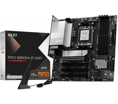 Материнская плата MSI Материнская плата PRO B850M-P WIFI B850, AM5, 4*DDR5, 4*PCIEx16, 3*M.2, 3*TypeC, 1*USB3.2Gen2, 5*USB3.2Gen1, 8*USB2.0, 4*SATA3.0, 5G, HDMI, ATX, RTL