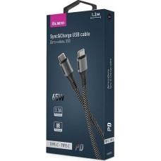 Кабель Type-C OLMIO Кабель PD, USB2.0, Type-C - Type-C, 3.3A, 1.2м, черный (40275)