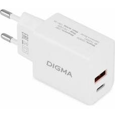 DIGMA Сетевое зар./устр. DGW2D 20W 3A+1A (PD+QC) USB-C/USB-A универсальное белый (DGW2D0F110WH)