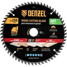 DENZEL Пильный диск по дереву ф250 х 32 мм, 60 зубьев 733617