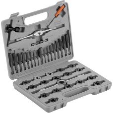 SPARTA Набор метчиков и плашек М3-М12, плашко-метчикодержатель, 40 предметов, пластиковый бокс 773155