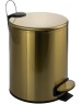 САНАКС - Ведро из нержавеющей стали, с педалью, круглое, 5 литров, плоская крышка микролифт, цвет МАТОВОЕ ЗОЛОТО. 10504