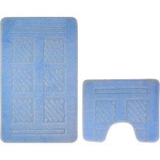 САНАКС - Коврик в ванную КЛАССИК УНИ КВАДРАТЫ. двойной ГОЛУБОЙ, 55х90 + 45х55 см, 100% полиэстер 00282