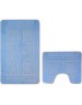 САНАКС - Коврик в ванную КЛАССИК УНИ КВАДРАТЫ. двойной ГОЛУБОЙ, 55х90 + 45х55 см, 100% полиэстер 00282