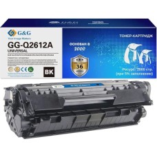 Картридж лазерный G&G Картридж лазерный GG-Q2612A GG-Q2612A UNIVERSAL черный (2000стр.) для HP 1010/1012/1015/1018/Canon LBP2900/3000/L120/L90/L100/L120/HP 1020/1022/3015/3020/3030/3050/3052/3055/M1005/1300/1319f; Canon 4140/MF4380dn/4010/4660pl/4100/4690