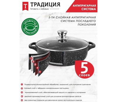 Посуда ТРАДИЦИЯ ТГ9283 а/пр литая 28см стекл/кр Гранит