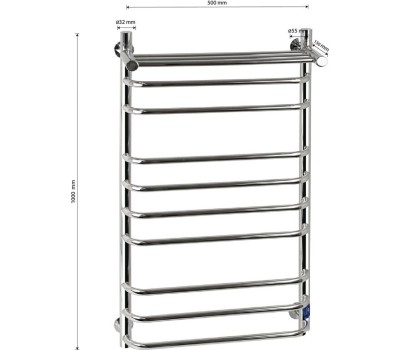 Полотенцесушитель водяной САНАКС ксп50100 СКОБА с ПОЛКОЙ ШхВ-500х1000мм, труба-D32х2мм нержавейка полированная