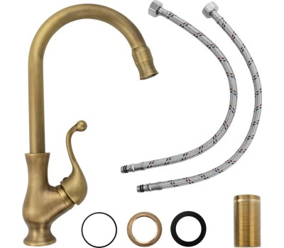 Смеситель для кухни BRIMIX 171 Смеситель для кухни, под состаренную БРОНЗУ, высокий излив, шаровый