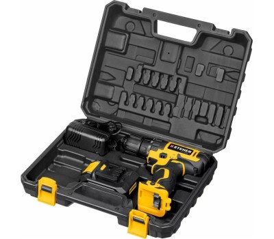 Дрель STEHER CD-200-1 20В, 1 АКБ (2Ач), в кейсе, дрель-шуруповерт