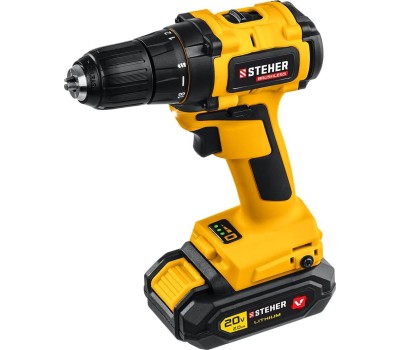 Дрель STEHER CD-200-1 20В, 1 АКБ (2Ач), в кейсе, дрель-шуруповерт