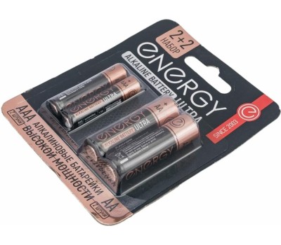 Батарейка алкалиновая ENERGY Ultra LR6+LR03/4B (АА+ААА) 104981