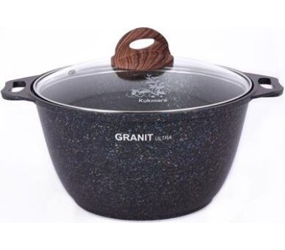 Кастрюля KUKMARA кгг32а а/пр литая 3,0л стекл/кр Granit ultra blue