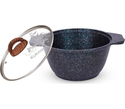 Кастрюля KUKMARA кгг32а а/пр литая 3,0л стекл/кр Granit ultra blue