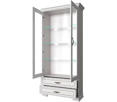 Модульная мебель АНРЭКС TIFFANY Шкаф с витриной 2V2S цвет вудлайн кремовый (4 уп.)