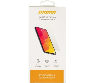 DIGMA Защитное стекло для экрана 2.5D черный Xiaomi Redmi 10 1шт. (DGG2XR10AA)