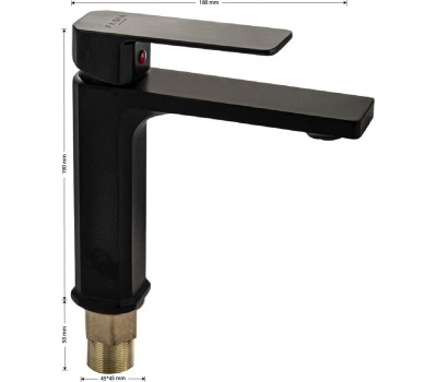 Смеситель для раковины FABIA 9735 Смеситель для раковины, квадратный корпус, цвет ЧЕРНЫЙ.